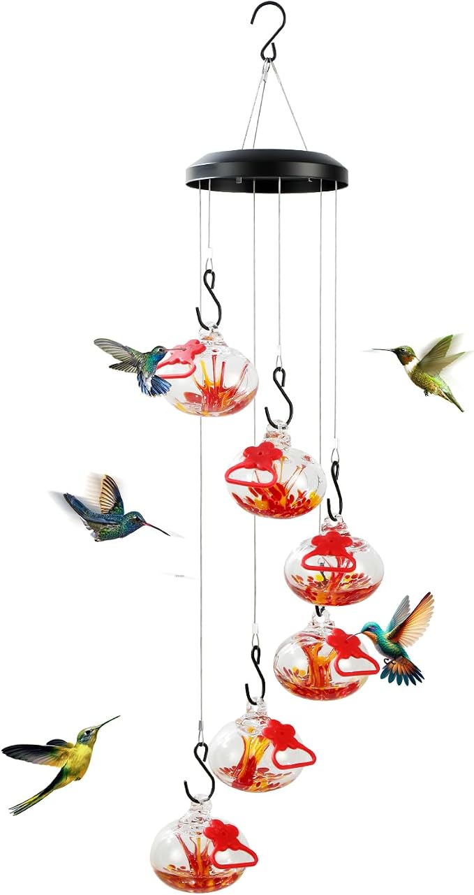 Headak Life Charming Wind Chimes Hummingbird feeders for Outdoors Hanging ant and bee Proof,Never Leak,Perfect Garden Decor for Outside(Tree of Life)