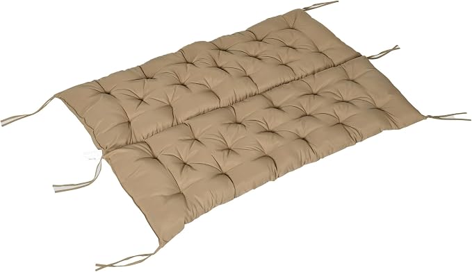 Outsunny 59" x 38" Tufted Bench Cushion for Outdoor Furniture, 3-Seater Replacement for Swing Chair, Patio Sofa/Couch, Overstuffed, Includes Backrest, Khaki