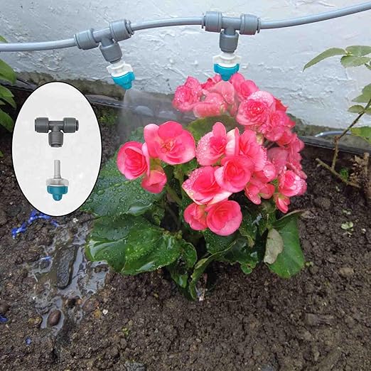 Drip Irrigation System for Garden with Water Timer Plug-in Quick Connection Drip Irrigation Kit 5/16“ID and 1/4 Inch Pipe Auto Watering System for Garden Spray, for Greenhouse, Lawn, Potted Plants