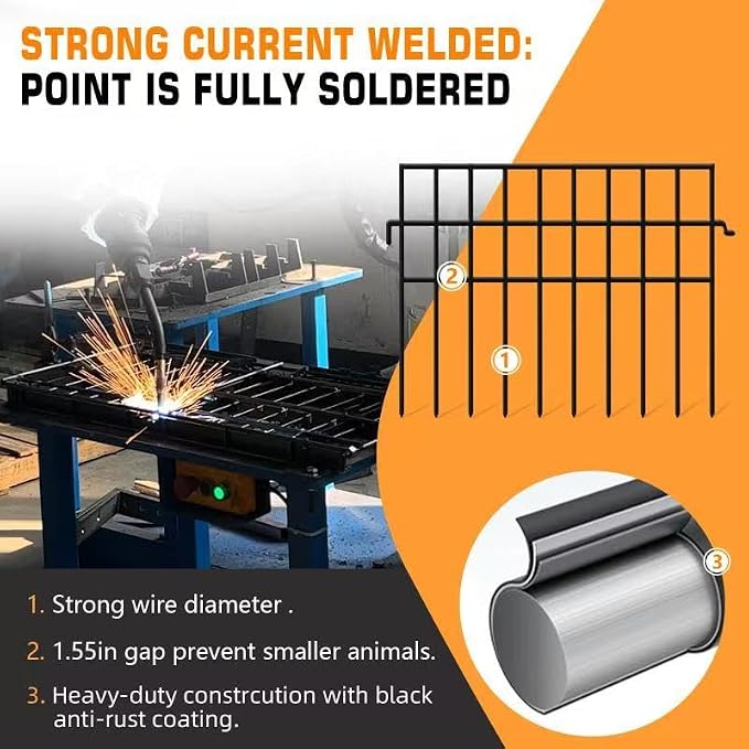 45.33ft(L) X 13in(H) Animal Barrier Fence No Dig, 32 Panels Rabbit Fences for Garden, Dog Digging Ground Defense Border Small Metal Fencing Under Barriers Blocker, Flower Bed, Patio