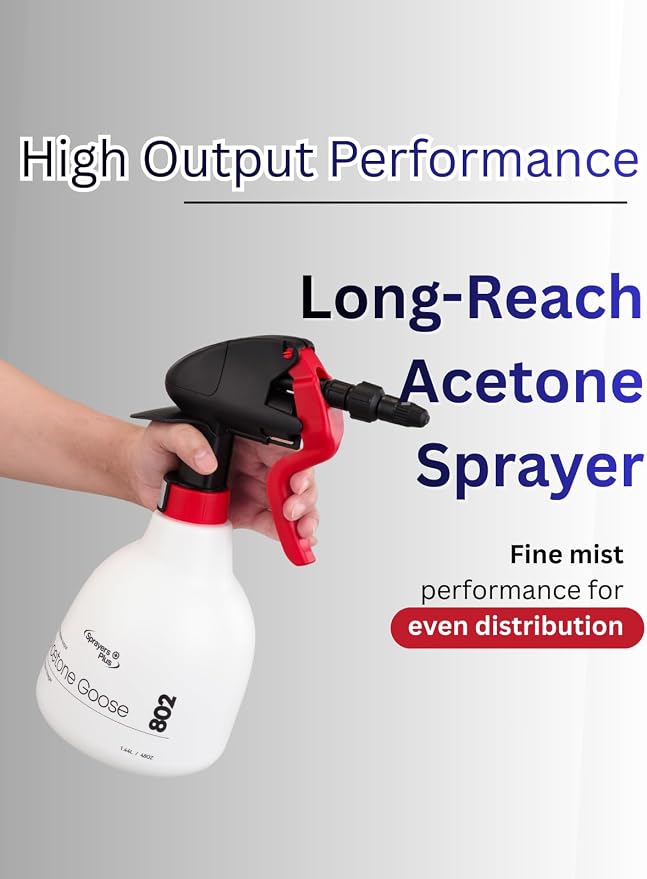 Sprayers Plus 802 Professional Acetone Sprayer, Heavy Duty Chemical Resistant, 316 Stainless Steel Spring, 25 ft Long Reach for Acetone Vinegar Cleaning,1.44 litres