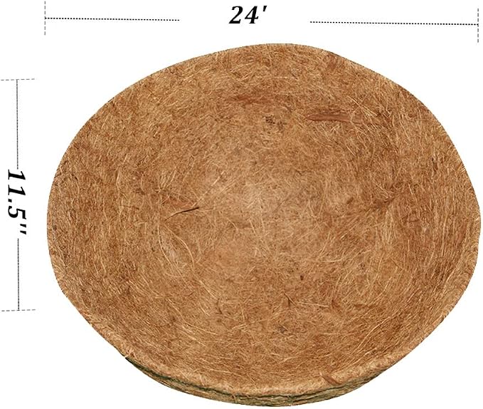 2PCS Hanging Basket Liners Coco Liner 24 Inch Round Coconut Coir Basket for Plants Replacement for Hanging Basket 100% Natural Coconut Fiber Plant Basket Liner for Garden Planter Flower Pot