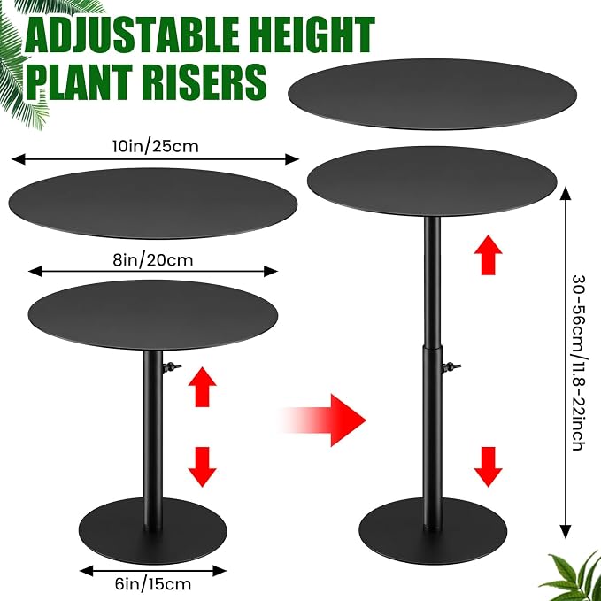 Novabright 3 Pack Adjustable Plant Riser for Inside Pot 12-22" Planter Inserts for Large Pots Metal Pot Fillers for Tall Square Round Taper Planters Container Indoor Outdoor (6'' 8" 10" Base or Top)