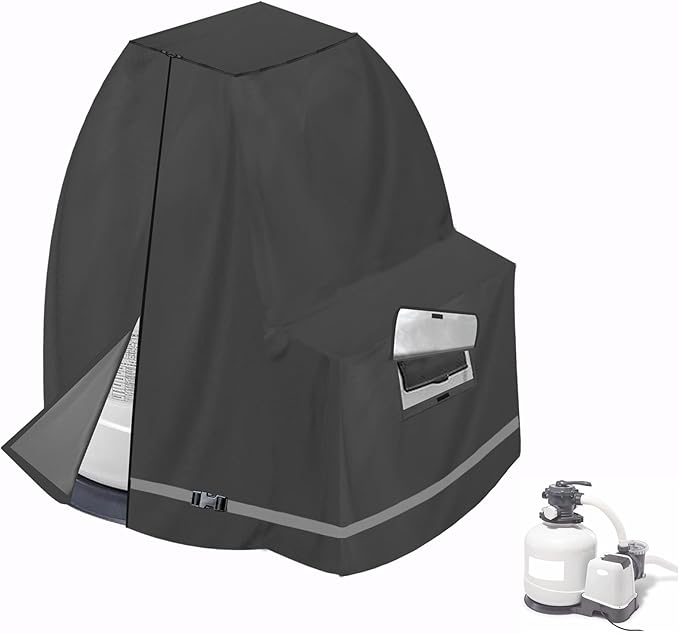 XCZ Sand Filter Pump Cover for 12-16INTEX Crystal Clear Sand Filter Pumps, Waterproof and UV Resistant, Above-Ground Pool Pump Cover Also Available with its Model ，black only Cove