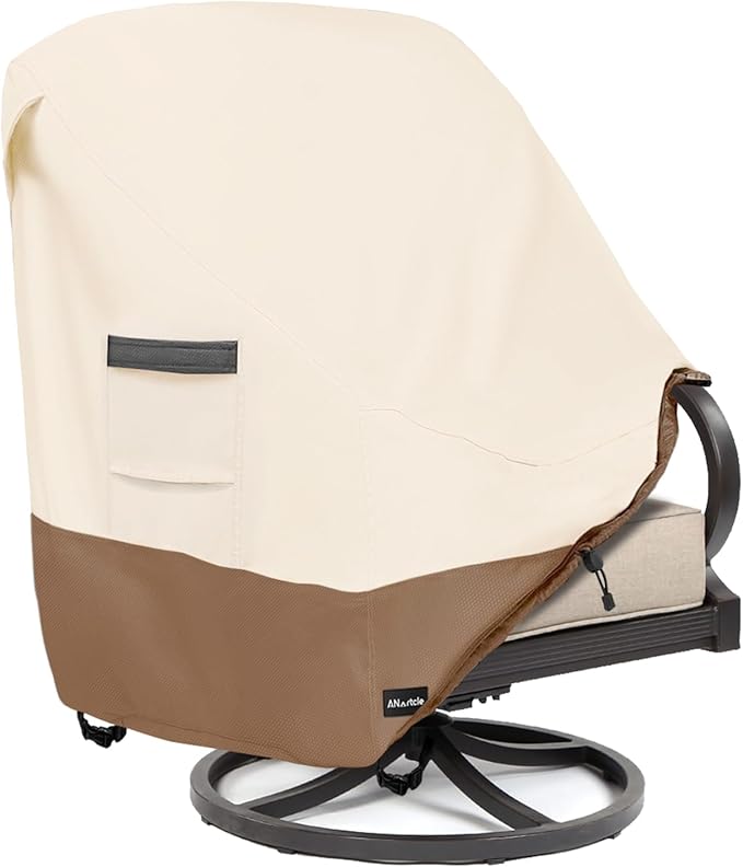 ANartcle Patio Chair Covers,600D Waterproof Heavy Duty Outdoor Lawn Patio Furniture Covers,Patio Swivel Chair Covers for Outdoor Furniture,(32W x 35D x 36H inches) Beige&Brown
