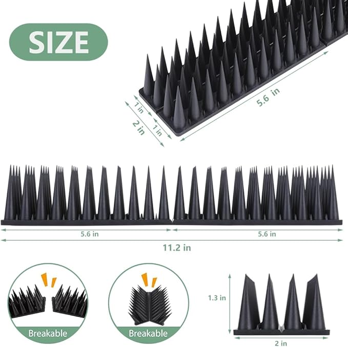 Bird Spikes, 40 Pack Bird Deterrent for Outside, Pigeon Spikes to Keep Raccoon Squirrel Cats Woodpeckers Away, for Fence Garden Roof Yard(37.3Feet)