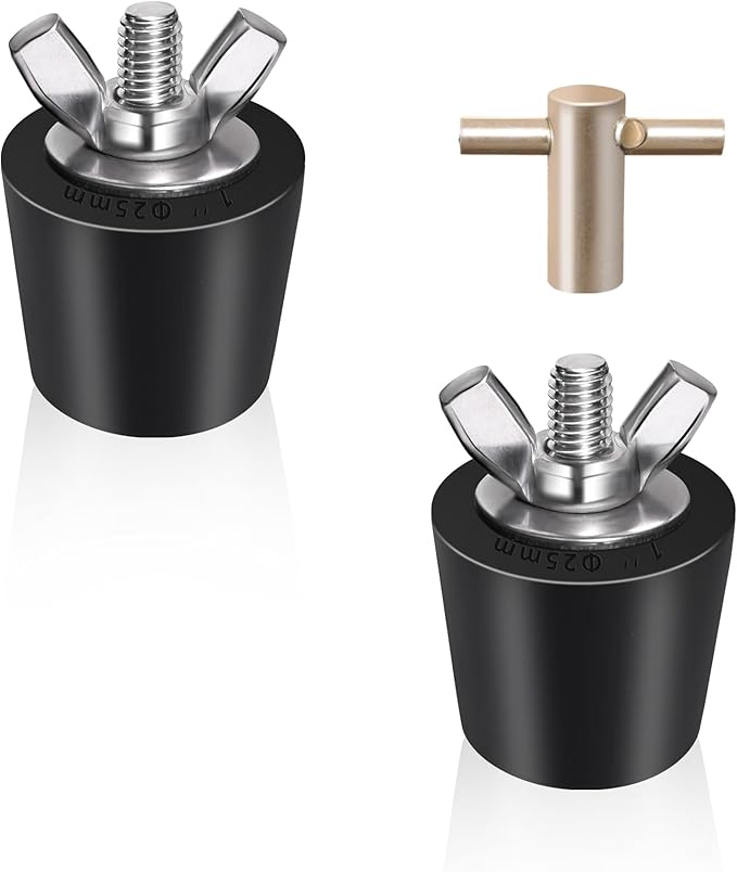 2 Pack 1 inch Rubber Pool Winter Plugs with T-Handle – 1" Pool Winterizing Plugs with Stainless Steel Screws Bolts Pool Return Jet Plug for Inground & Above Ground Pools