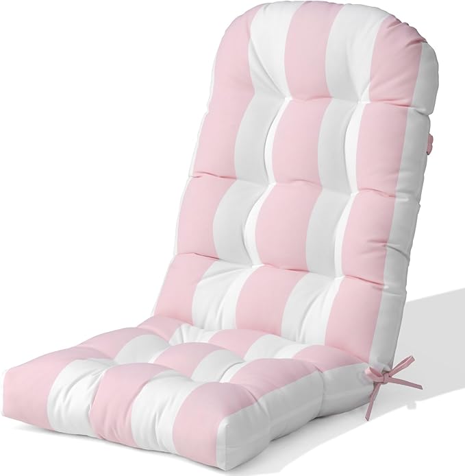 Crestlive 50x20x4 Inch Adirondack Chair Cushion Outdoor Rocking Chair Cushions Water Resistant High Back Patio Thick Replacement Cushions Pink Stripe