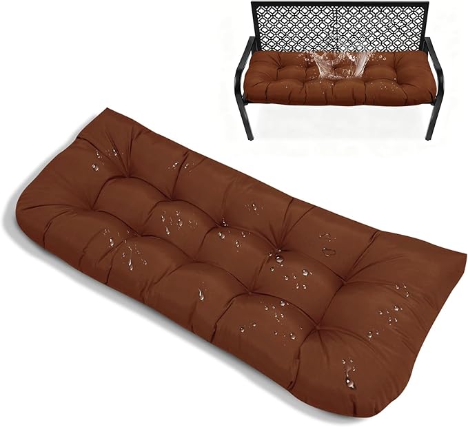 Outdoor Bench Cushions for Porch Garden Loveseats Swing Furniture 51x 20in Dark Coffee Water-Resistant Non Slip Patio Bench Seat Cushion Replacement with Ties