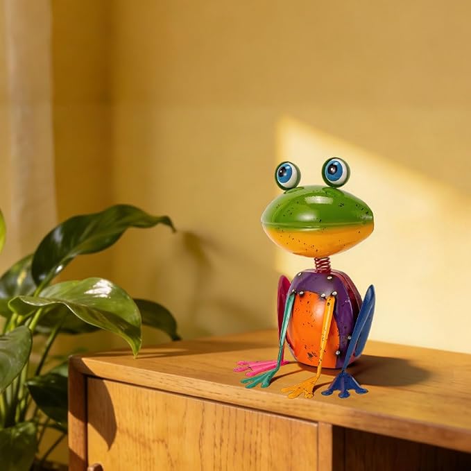 Frog Garden Decor Metal Yard Art | Rustproof Garden Statues Outdoor Figurines for Patio Porch Lawn Gardening Gifts
