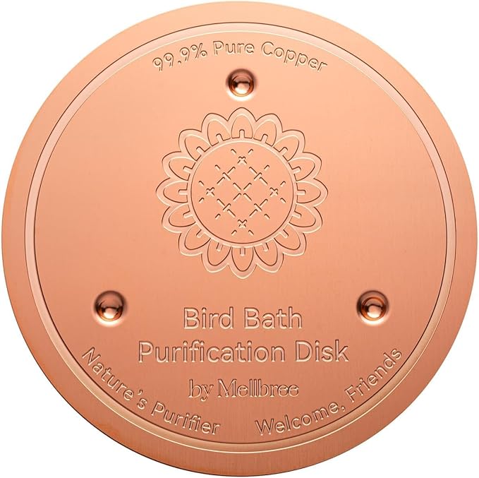Mellbree Bird Bath Copper Disc, 0.6mm 99.99% Pure Copper for Natural Water Care, Fits Most Outdoor Birdbaths, Bowls, Solar & Heated Units (Sunflower)