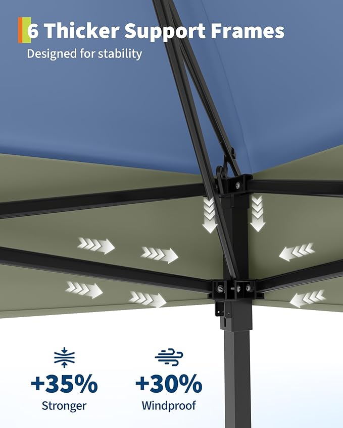 GarveeLife Canopy Tent 12x12 ft, Pop Up Gazebo One-Push Setup with 4 SandBags for Backyard Parties and BBQs, Mosquito Netting & Height Adjustable - Navy Blue