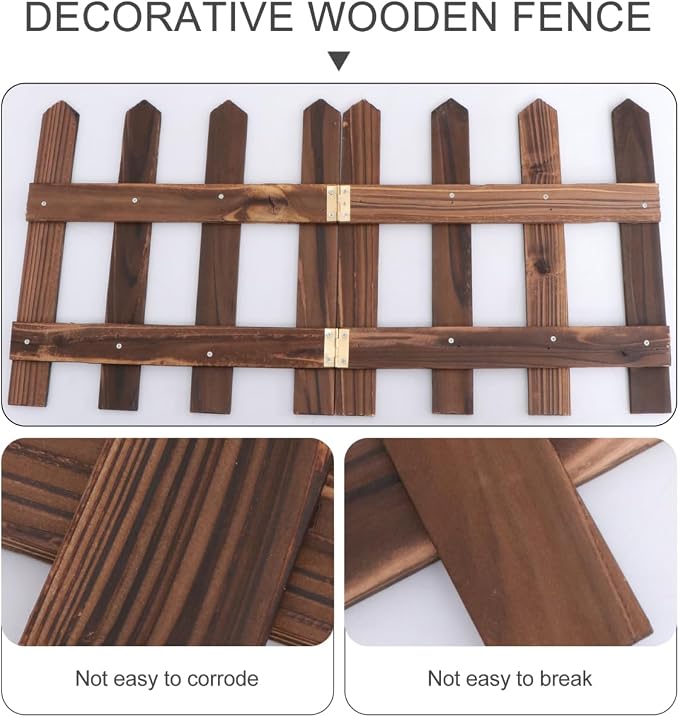 DOITOOL Wooden Picket Fence Garden Border, Decorative Garden Fence Animal Barrier Landscape Fencing Border for Dogs, Flower Bed, Yard and Patio Outdoor Decor (Total Length: 120cm, Height: 30cm)
