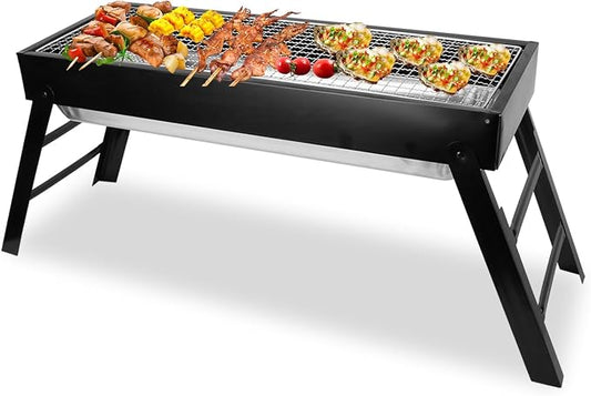 KOCASO Foldable Charcoal BBQ Grill Stainless Steel Grill Net Easy Setup Portable Tabletop Barbecue Grill for Camping Picnic Outdoor Party Backyard