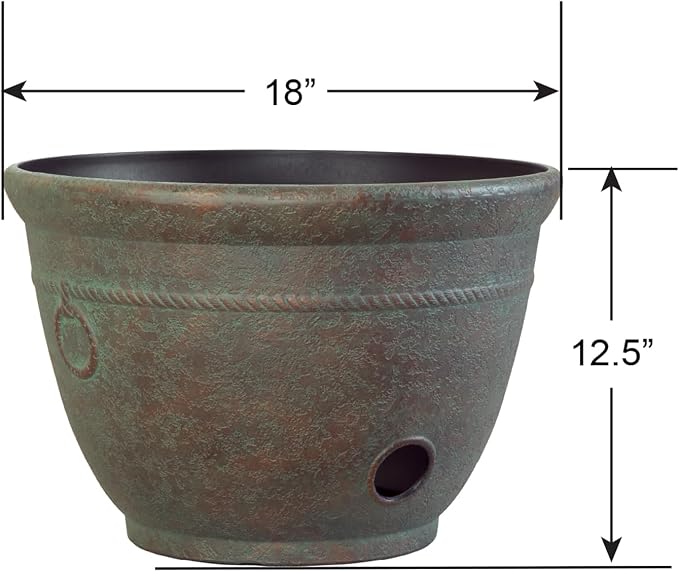 Liberty Garden 1925-N Aged Patina High Density Resin 100' Garden Hose Pot
