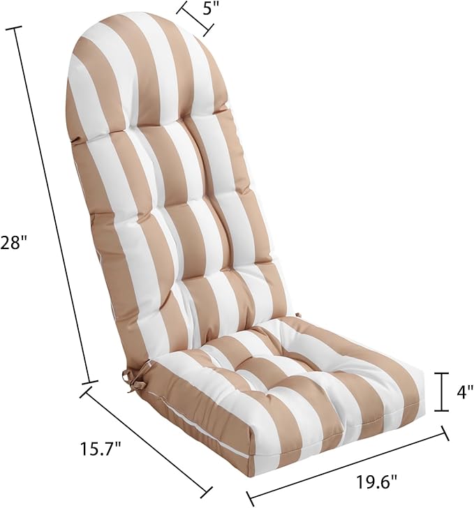 Enipate Weather Resistant Adirondack Chair Cushions High Back Indoor Outdoor Patio Tufted Lounge Cushion Seat Pads