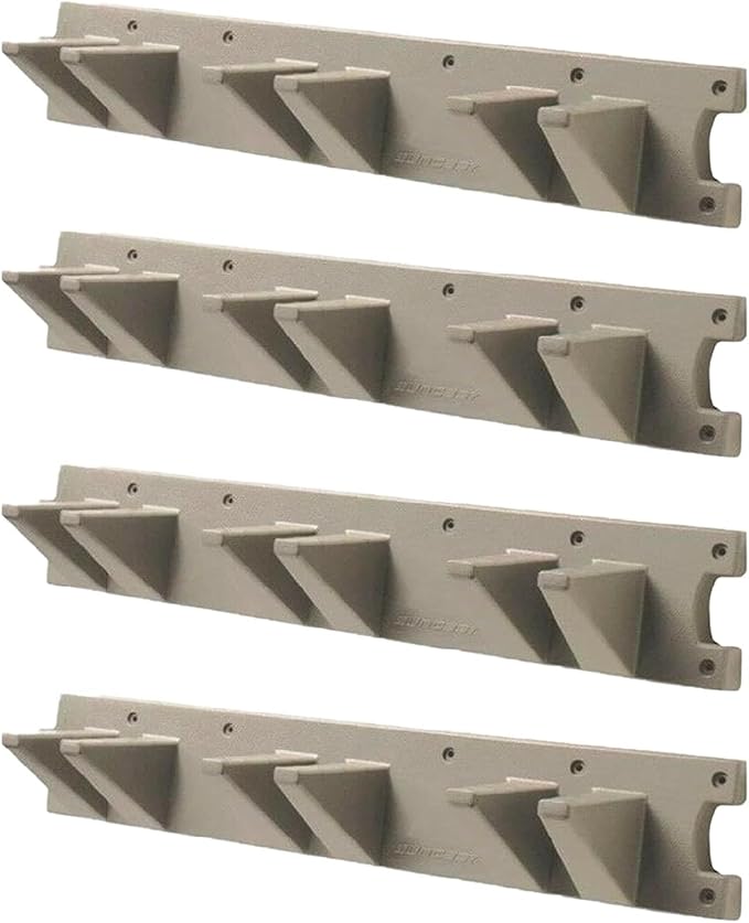 Suncast 4 Pack Wall Stud Mounted Garden Tool Hanger Organizer for Garage or Storage Space, 24 x 4.25 x 6 Inches, Holds Up to 6 Long Handled Tools