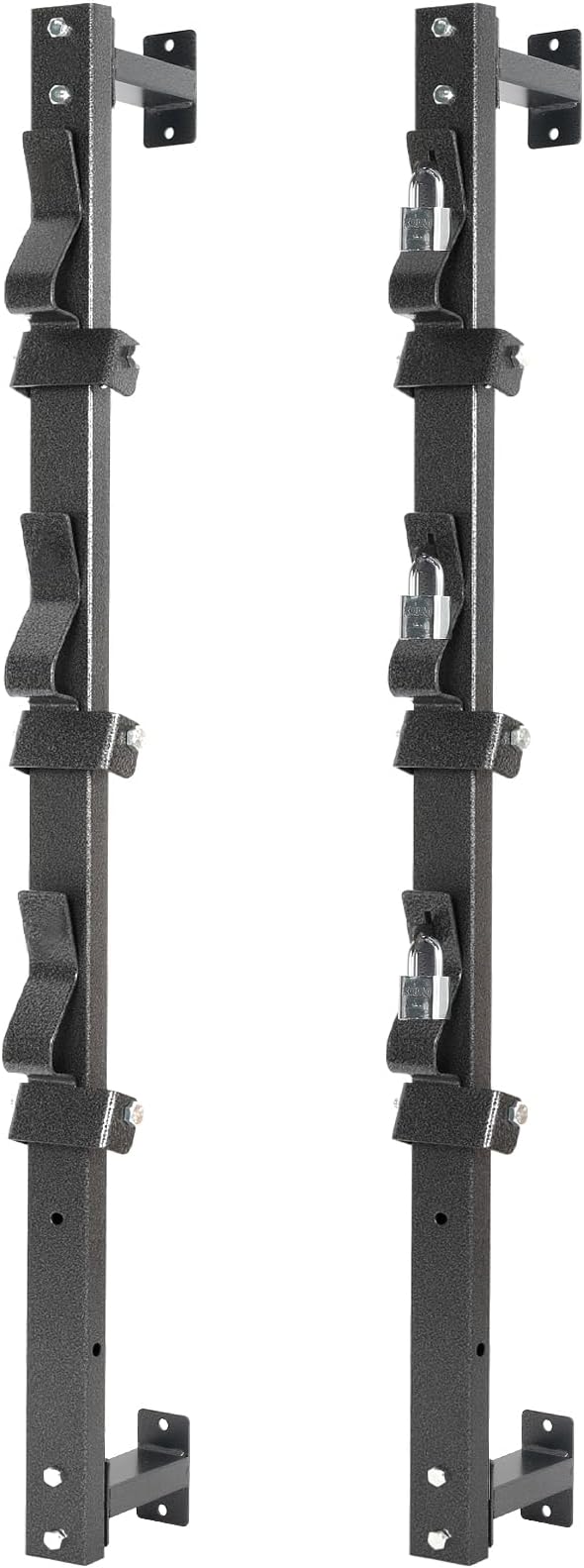 Trimmer Rack, 3 Place Heavy Duty Weedeater Rack for Walls, Open and Enclosed Trailers with Locks, Black Steel