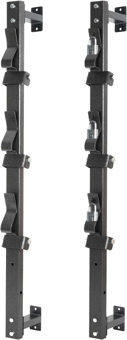 Trimmer Rack, 3 Place Heavy Duty Weedeater Rack for Walls, Open and Enclosed Trailers with Locks, Black Steel