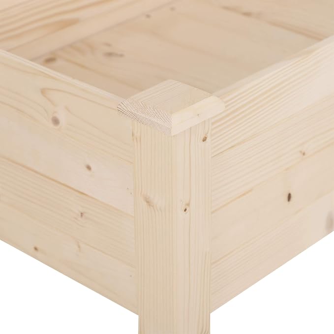 Outsunny Raised Garden Bed with Legs, 48" x 22" x 30", Elevated Wooden Planter Box, Self-Draining with Bed Liner for Vegetables, Herbs, and Flowers Backyard, Patio, Balcony Use, Natural