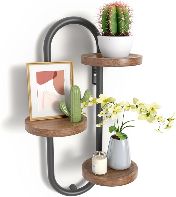 Wall Mounted Plant Stands for Indoor Plants, Window Plant Shelves, Plant Wall Mount Holders Indoor Decor Hanger, 3 Tiered Hanging Plant Stands, Home Office Living Room Decor