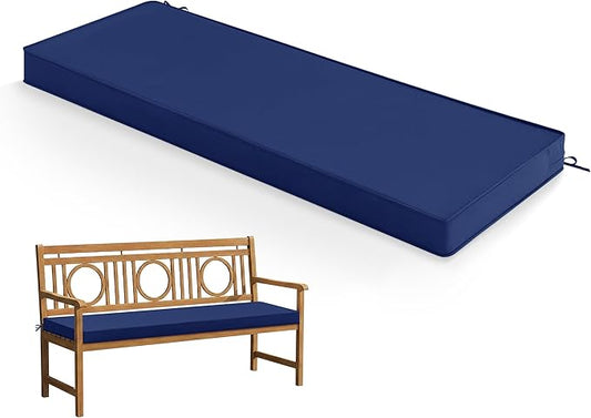 Summsun Outdoor Bench Cushion: Waterproof and Fade Resistant Patio Furniture Cushions - Non-Slip Bench Pad Cushion with Removable Cover for Garden Swing Porch Sofa Settee, 45 x 18 Inch, Navy Blue