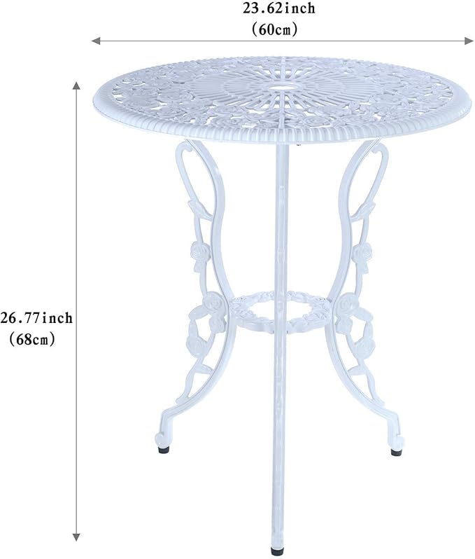 Mandolin 5-Piece Cast Aluminum Patio Bistro Set Outdoor Table Set Waterproof and Sun Resistant Outdoor Furniture Set (Rose White)
