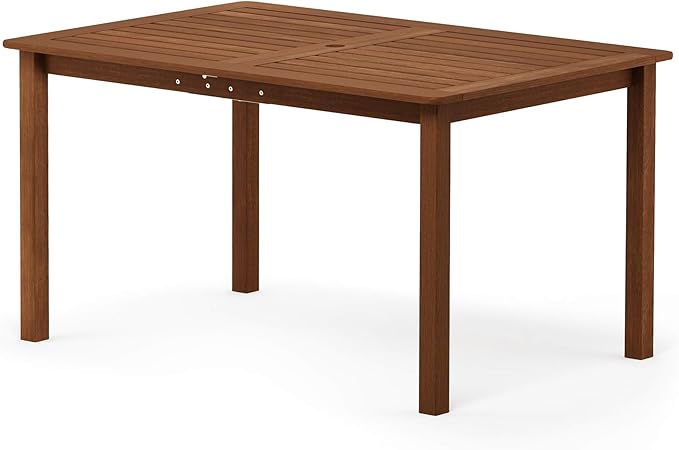 Furinno Tioman Outdoor Dining Table, Natural 35.5"D x 59.0"W x 29.0"H