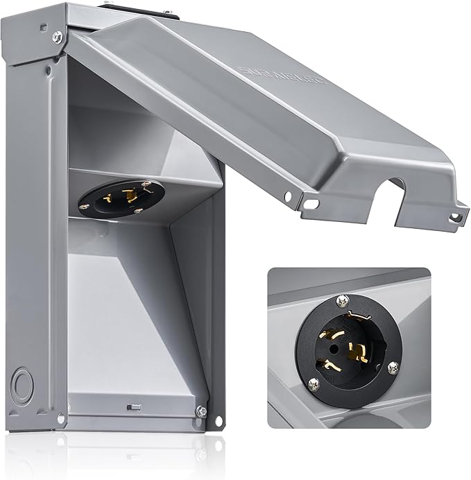 SURAIELEC 50 Amp Generator Power Inlet Box, NEMA SS2-50P Generator Box for 3-Prong Generator Cord, 120/240V, 12000W Weatherproof Outdoor Outlet Receptacle