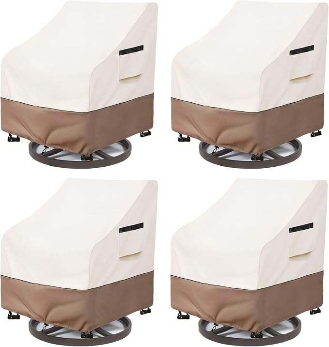 Patio Chair Covers Waterproof Heavy Duty Patio Furniture Covers, 27.5W x 32.6D x 36H Inches Swivel Outdoor Chair Cover 4 Pack (Beige)