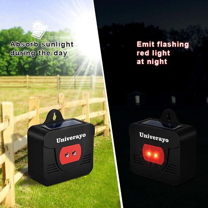 Coyote Deterrent Solar Predator Control Light Deer Repellent Device for Nighttime Animal Fox Skunk Raccoon Repellent for Outdoor Garden Yard Chicken Coop 2 Pack