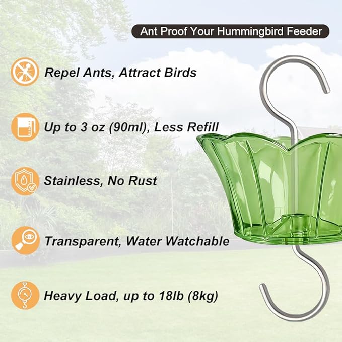 Ant Moat for Hummingbird Feeder - 3 OZ x 4 Pack Insect Guard with Large Capacity (Green)
