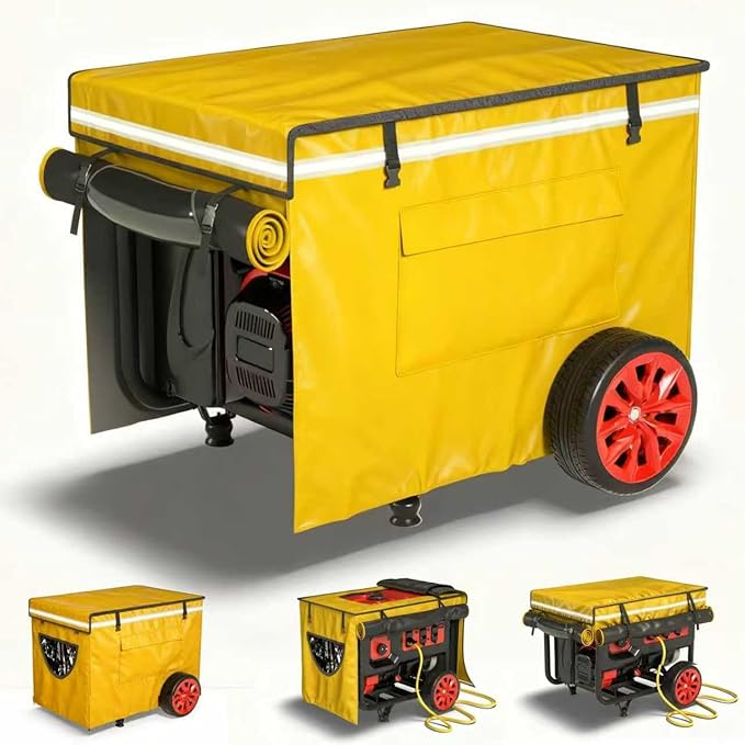Generator Covers While Running, Generator Covers Heavy-Duty Waterproof, 32X24X24 inches, Top Can Be Opened for Refueling, for 3000W-10000W Frame Type Generators, Yellow