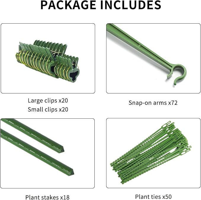 Tomato Cage 5ft 6-Pack Large Tall Tomato Cages Tomato Stakes Plants Supports Garden Stakes,40 Clips and Plant Ties Include, Green