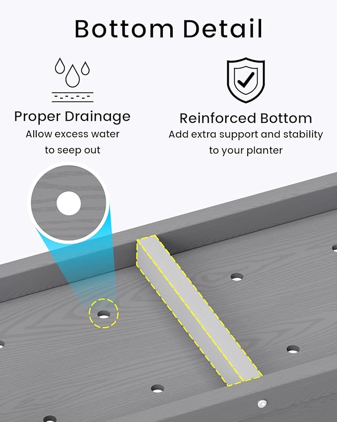 Small HDPE Raised Garden Bed, Elevated Planter Box with Legs, Outdoor All-Weather Planter Raised Beds for Seeds, Herbs, Flowers, Vegetables (Grey)