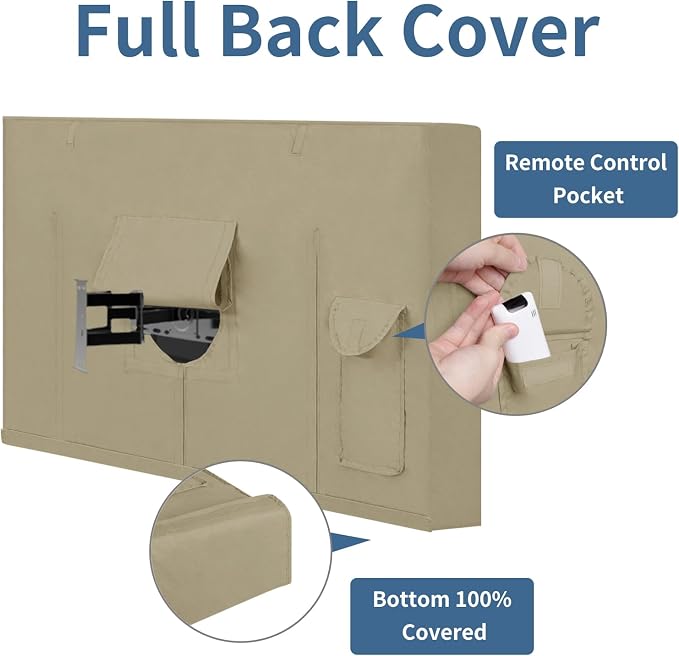 Easy-Going Outdoor TV Cover with Roll Up Front Flat for 40-43 inch, Waterproof and Weatherproof TV Cover for Flat Screen TV, Camel