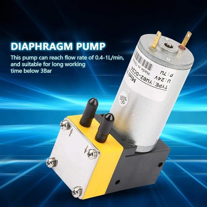 Diaphragm Mechanism, Diaphragm Pump Mini Diaphragm Air Compressor 24V 0.4-1L/min Miniature Diaphragm Pump Vacuum Pump for Air/Liquid