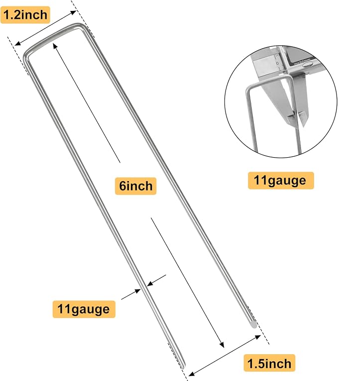 Whonline 560pcs 6 Inch Landscape Staples, Garden Staples Galvanized 11 Gauge U-Shaped Landscape Pins Ground Garden Fence Stakes Tent Yard Lawn Staples for Landscaping Fabric Irrigation Tubing