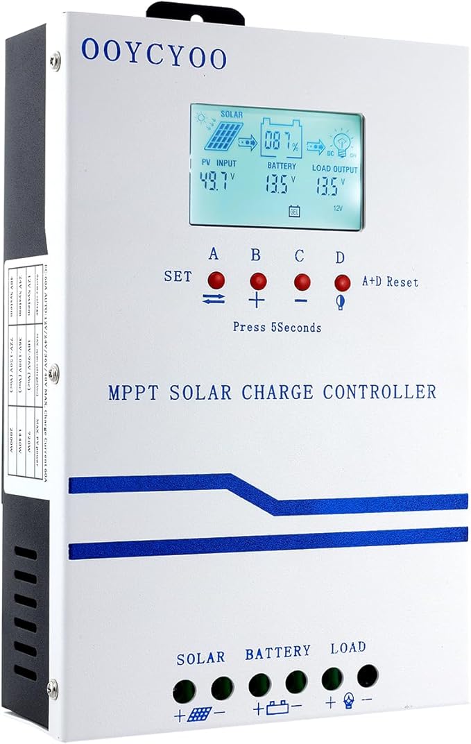 40A Solar Charge Controller MPPT 12V 24V 36V 48V Controller 40amp Solar Charge Regulator MPPT 160V w/LCD Display Work with AGM, Gel, Flooded and Lithium