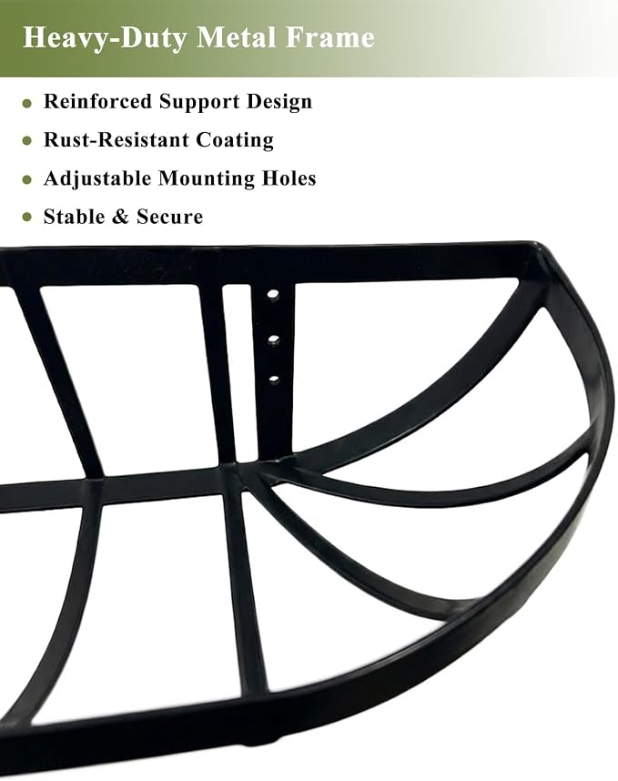 24 Inch Railing Planter Boxes 2 Pack Metal Window Box Planters with Coco Coir Liners, Horse Trough Planter with Adjustable Brackets for Deck Balcony Fence Porch Patio Outdoor Garden, Black