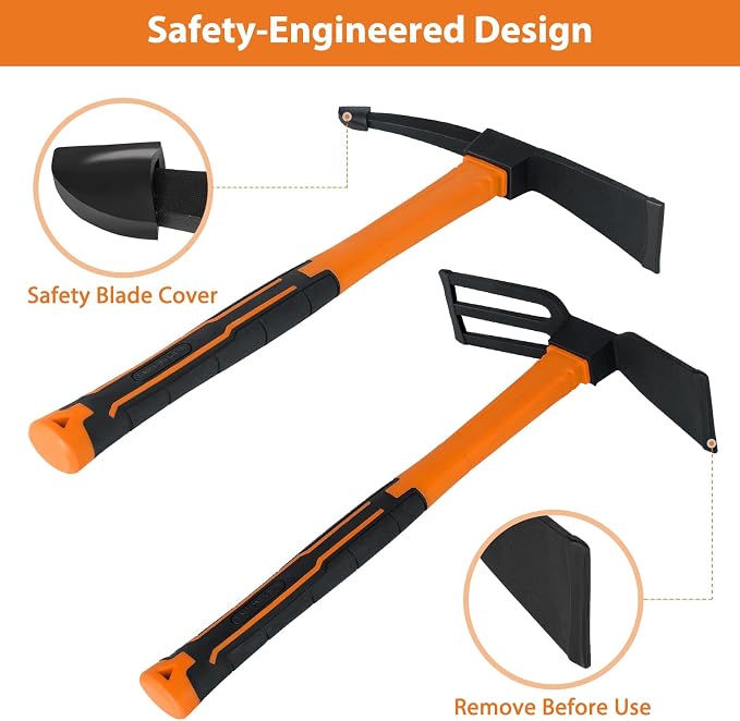 2pcs Garden Tools Comfortable Handle Hoes for Garden Work Carbon Steel Outdoor Tools（Orange）