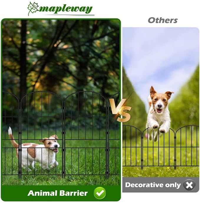 mapleway 31in(H) Garden Fence, 16ft(L) Dog Fence Outdoor for Yard, Decorative Garden Fencing Metal Panels Borders Stakes Animal Barrier for Yard Backyard, Arched
