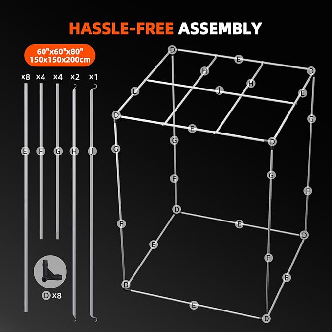 Spider Farmer 5x5 Grow Tent 2025 New, 60"x60"x80",1680D Thicken Mylar Canvas, with Hook for Controller and Power Strip, Enlarged View Window for Indoor Hydroponic Growing for SF7000, SE7000, G7000