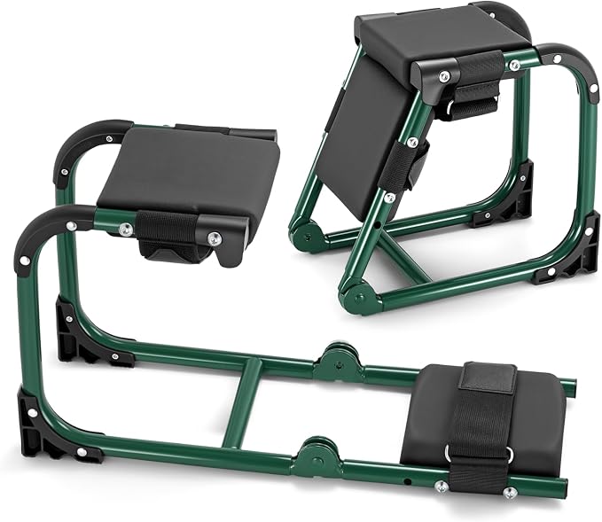 Tcoivs Knee Seat, Foldable Garden Kneeler and Seat, with Adjustable Kneeling Pad and Soft Seat Cushion, Supports Up to 350 LBS
