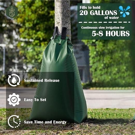 Gardenpal 20 Gallon Tree Watering Bags, Slow Release Water Bag for Trees, Deep Root & Automatic Drip Irrigation System, Reusable, Durable and Refillable (3 Pack)