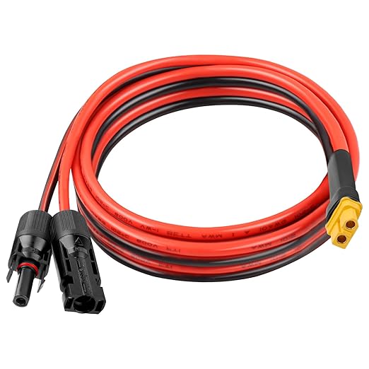 10AWG 6FT XT60 Solar Extension Cable 2 3 6 10 15 20 25 35 40 50 75 100FT XT60 Solar Extension Connector Adapter Thicker Cable Female to Male for Portable Power Station Solar Panel RC LiFePO4 Battery