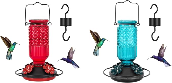 FEED GARDEN Glass Hummingbird Feeder for Outdoors