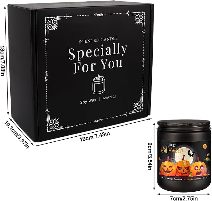 Halloween Scented Candles Set of 4 (7oz Each) – Spooky Aromatherapy Soy Wax Candles with Bat & Ghost Designs, Smokeless for All Saints' Day, Home Decor & Festive Gifts