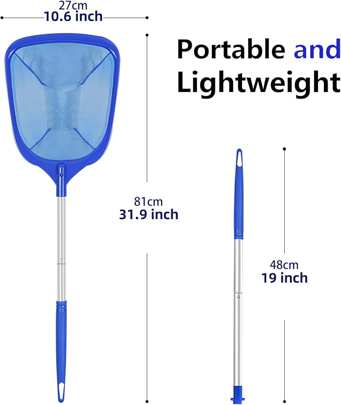 Hot Tub Pool Skimmer Net, Pond Net With 13'' Aluminum Pole, Deep Ultra Fine Mesh for Hot Tubs/Spas/fountain/Small Pools, Durable Aluminum Handle Leaf & Debris Cleaner for Above ground Inground Pool
