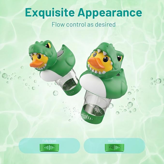 Solar Pool Chlorine Floater Pool Light Green Dino ChIorine Tablet Floater 3 Inch Floating ChIorine Dispenser for Summer Party Decorations Hot Tub SPA(Chlorine Tablets Not Included) GR03